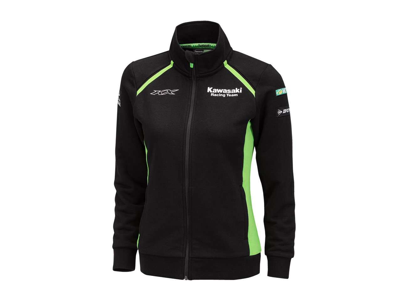 Kawasaki Sports T-Shirt Damen ´26 – Tailliertes Kurzarmshirt Mit Herzförmigem V-Ausschnitt Und Knopfleiste, Grüne Akzente, Größe XL