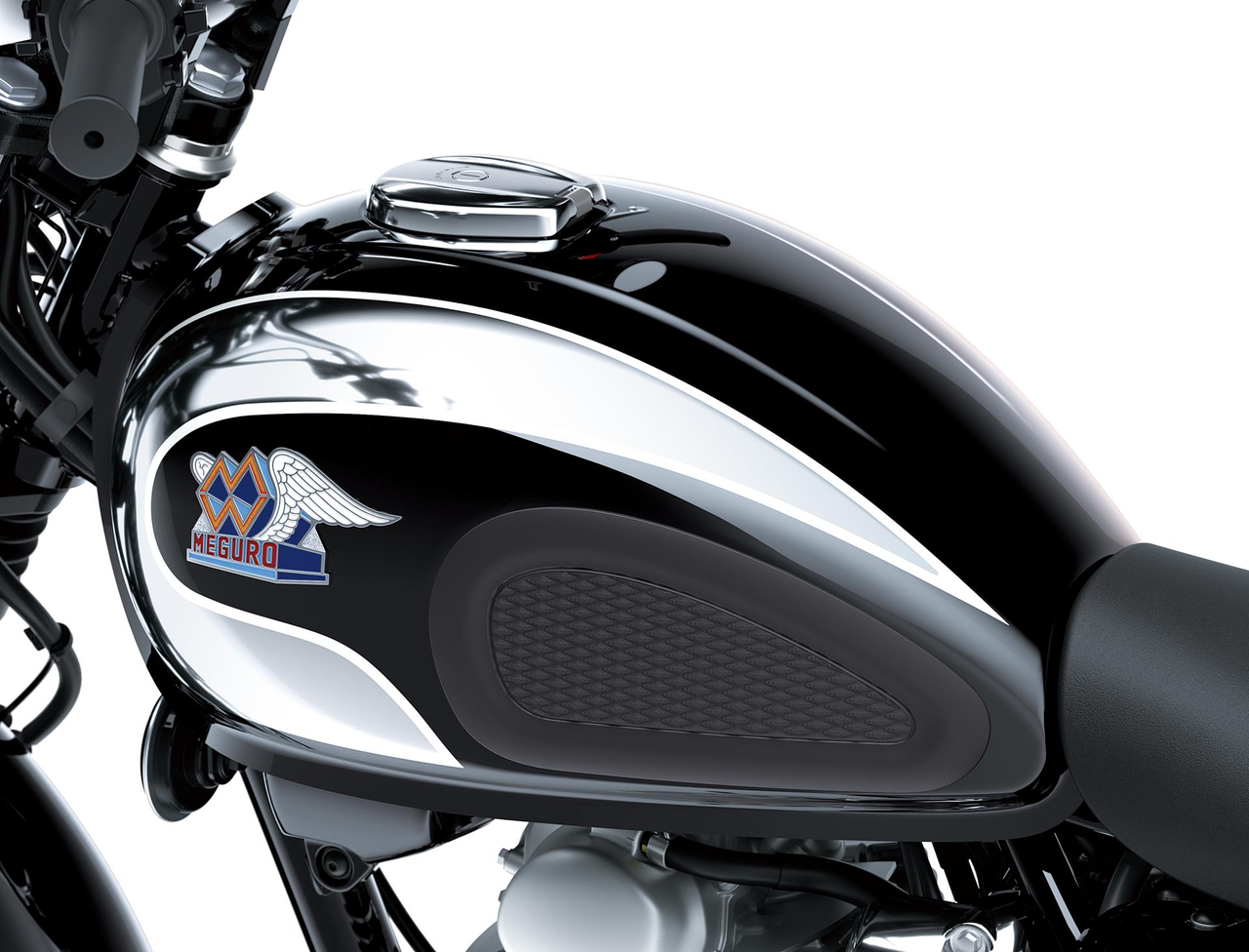 Meguro Signature-Finish in Schwarz und Chrom