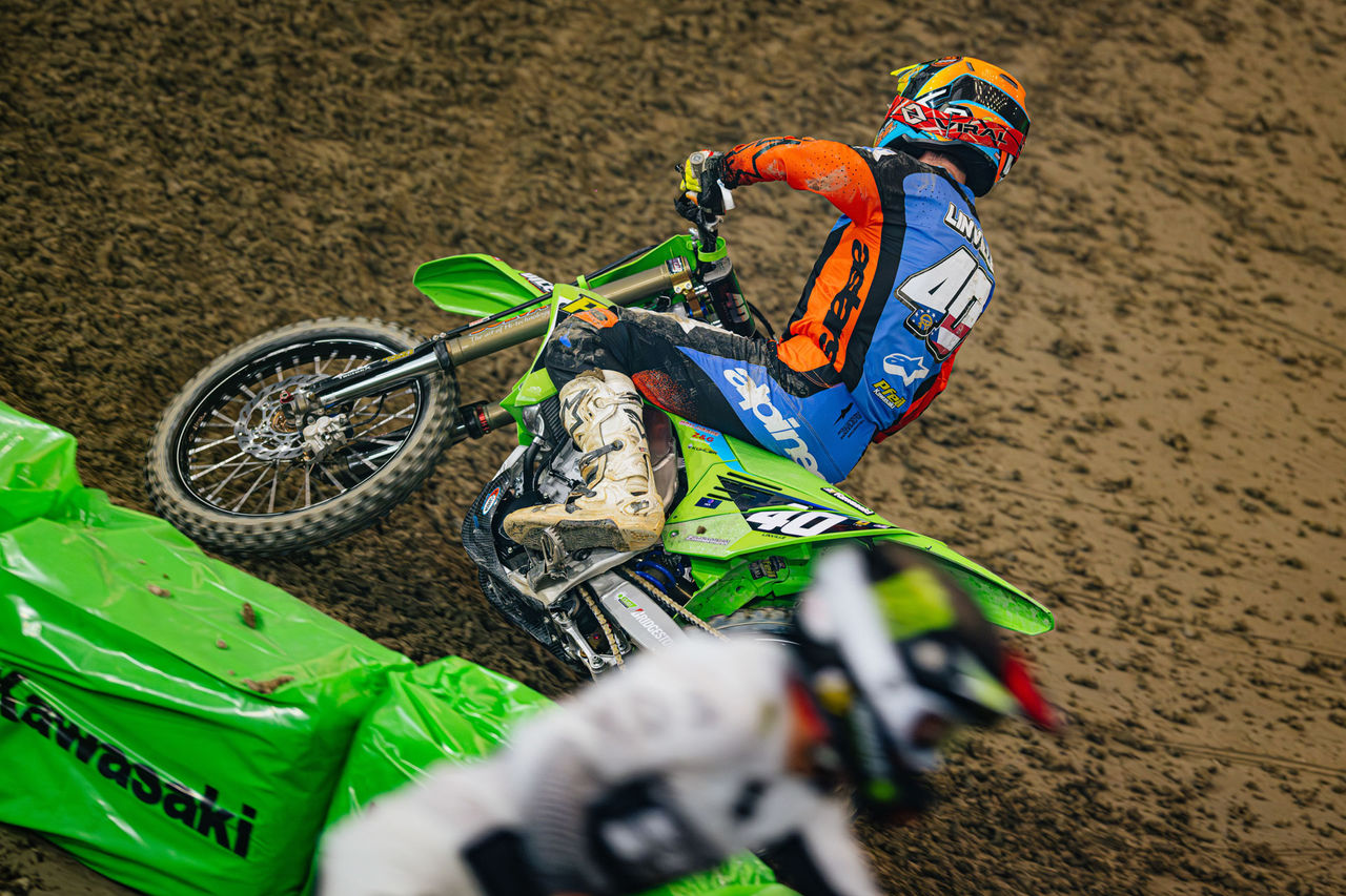 Dortmund , 090126 , 41. ADAC Supercross , Westfalenhallen Dortmund

Im Bild: 40 Gage Linville (USA / Kawasaki / Kawasaki Motul Pfeil) in der SX2

Foto: Steve Bauerschmidt