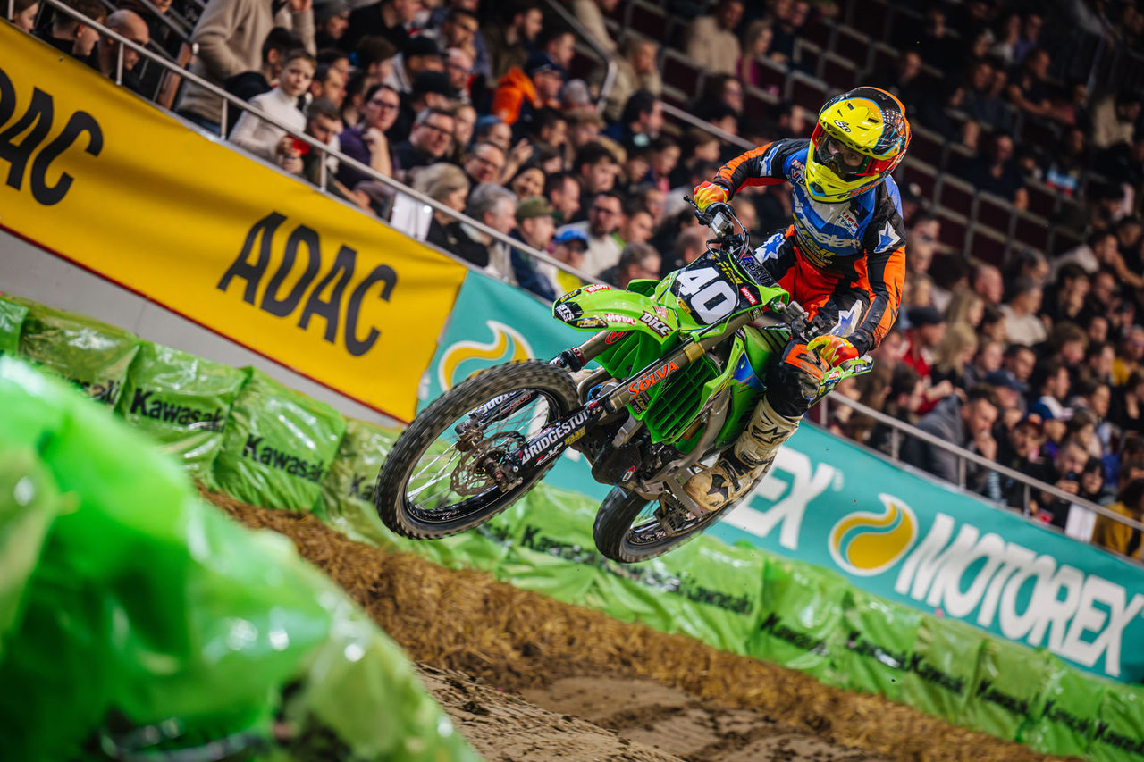 Dortmund , 090126 , 41. ADAC Supercross , Westfalenhallen Dortmund

Im Bild: 40 Gage Linville (USA / Kawasaki / Kawasaki Motul Pfeil) in der SX2

Foto: Steve Bauerschmidt